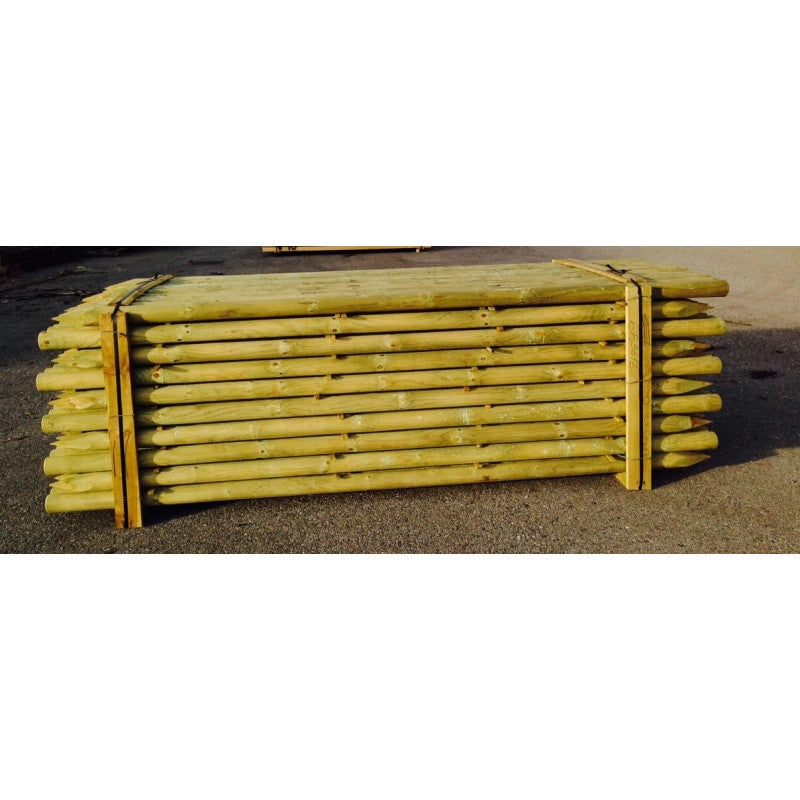 Pali in legno impregnato con punta 10 pezzi diametro 10 cm lunghezza 150 cm per recinzioni giardino - Esterni da Vivere