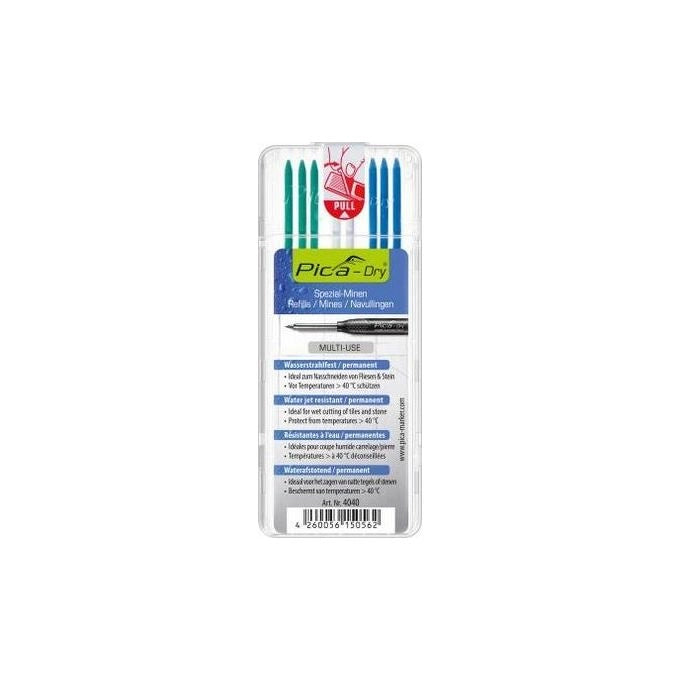 Pica-Marker 4040 Pica-Dry Set Mine di Ricambio Speciali 8 pz Permanenti Resistenti all'Acqua 2,8 mm colore Bianco