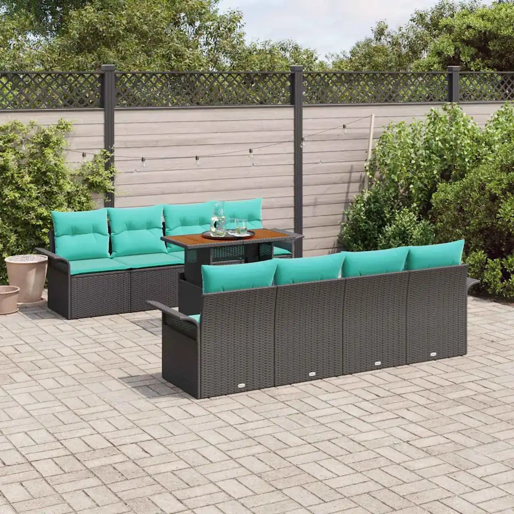 Set Divano da Giardino con archiviazione 9 pcs Nero Poly Rattan 3358048