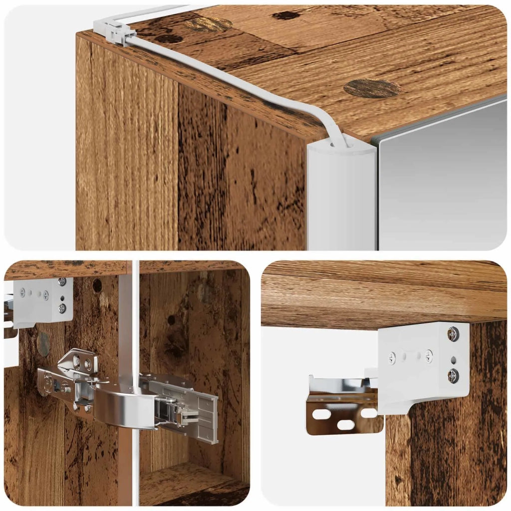 Mobiletto per specchio da bagno Legno vecchio 889245