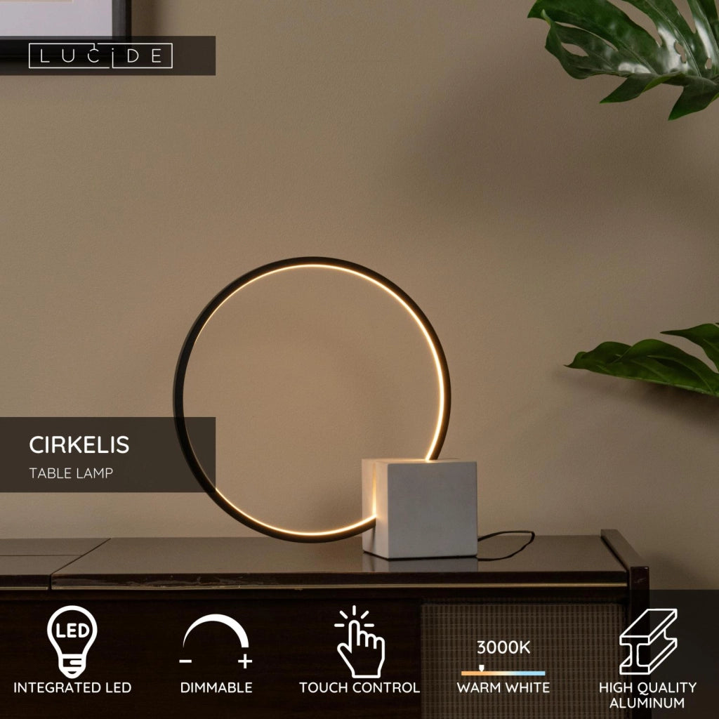 Lampada da tavolo LED anello nera CIRKELIS Lucide