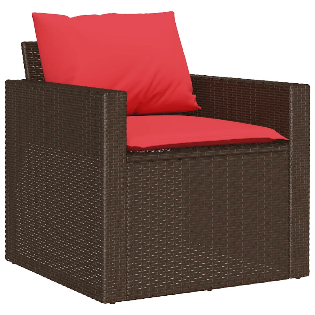 Set Divano da Giardino 4 pz con Cuscini Marrone in Polyrattan 366366