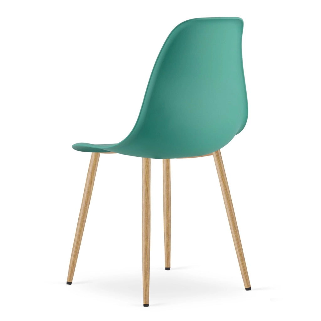 Sedia scandinava WAT verde con gambe effetto legno