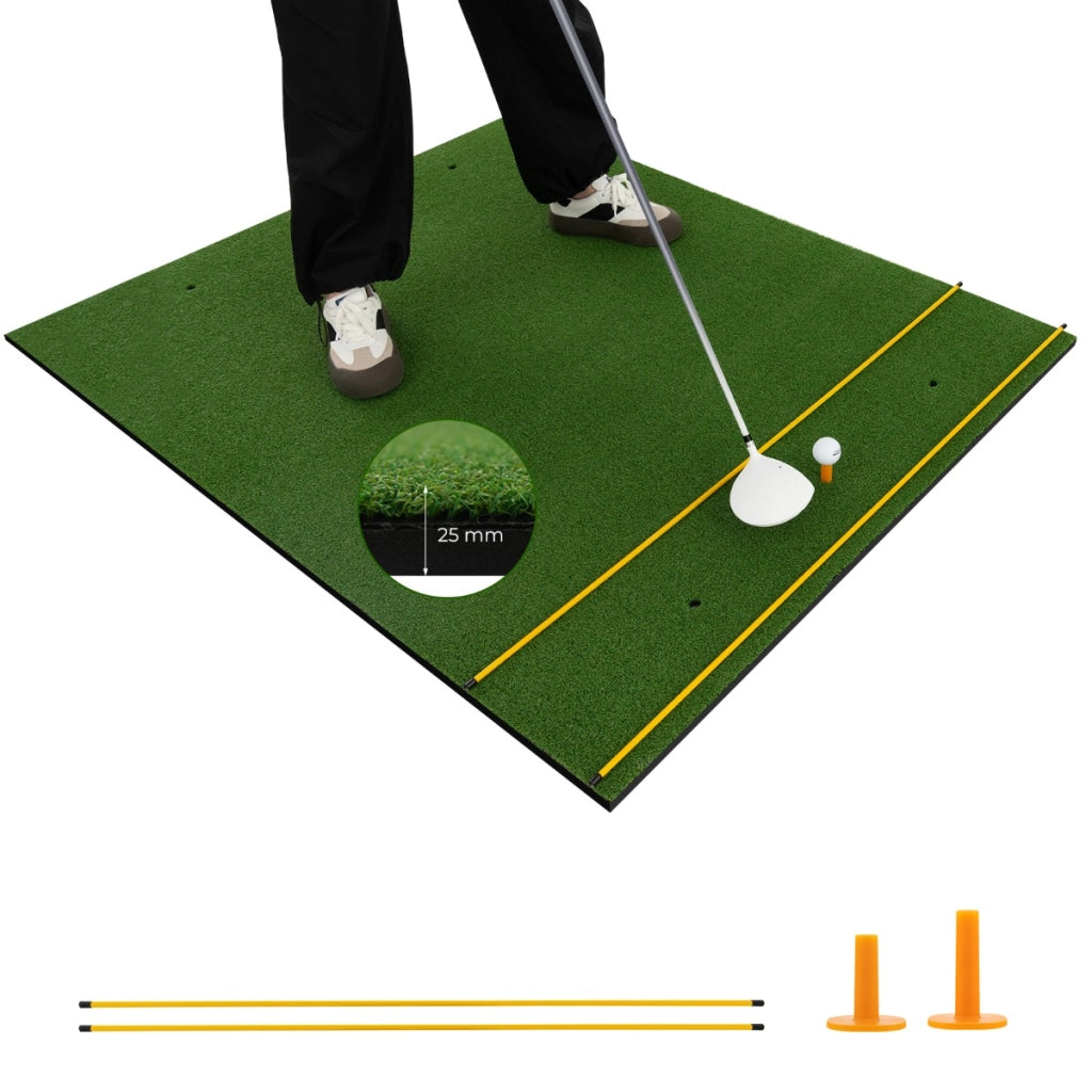 Tappeto golf con 2 punte da golf 2 aste di allineamento 6 fori preforati per le punte, Tappeto in erba sintetica 152x117x2,5cm-Golf