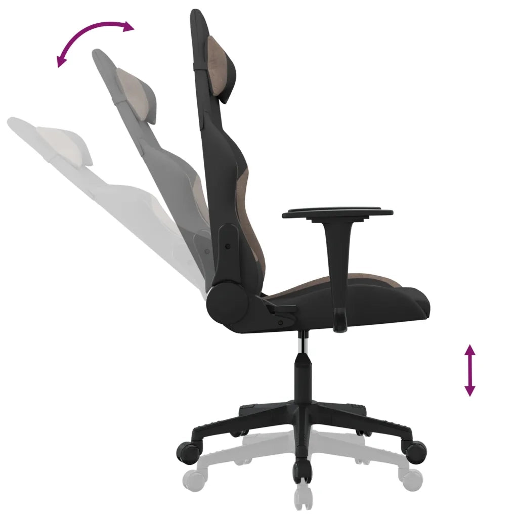 Sedia da Gaming Nero e Tortora in Tessuto 345493