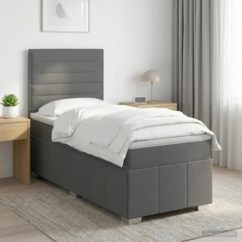 Letto Box Spring LED con Materasso Grigio Scuro 80 x 200 cm 3455466