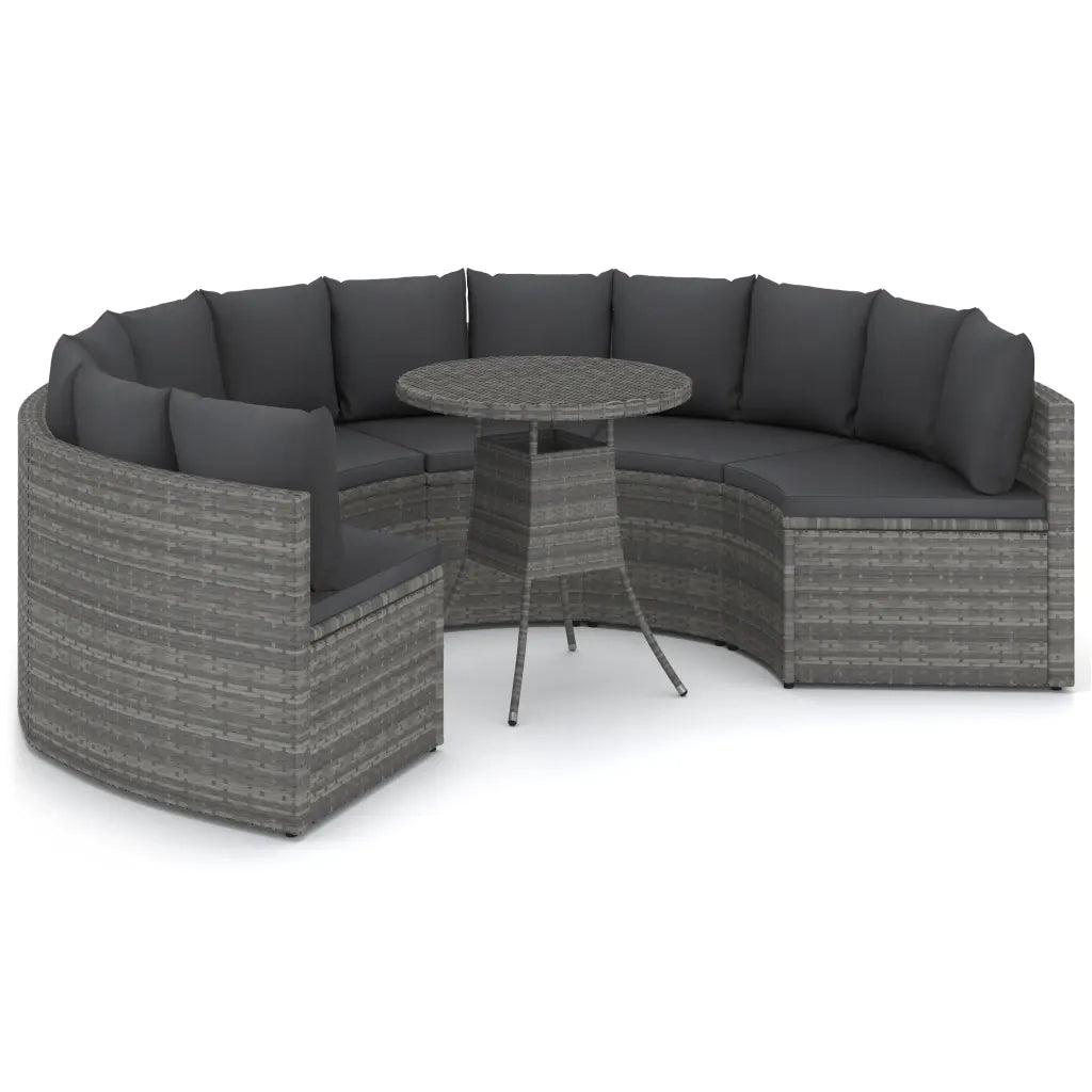 Set Divani da Giardino 7 pz con Cuscini in Polyrattan Grigio
