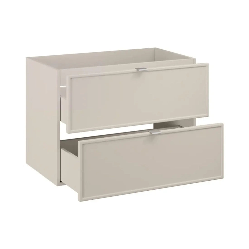 Insieme BRAZZA: mobile sottolavabo con cassetti 120cm con cesto per la biancheria + piano per lavabo + lavabo da appoggio cachemire