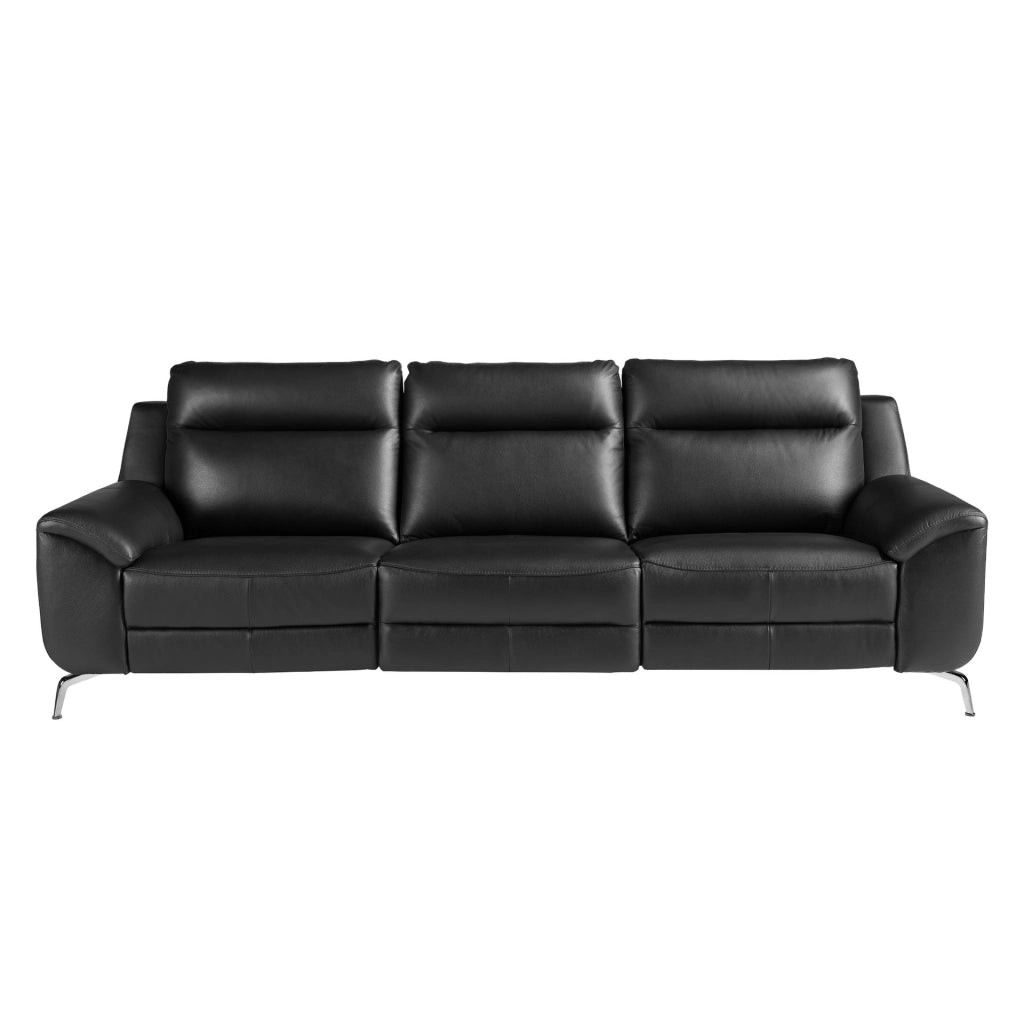 Divano relax a 3 posti in pelle nera