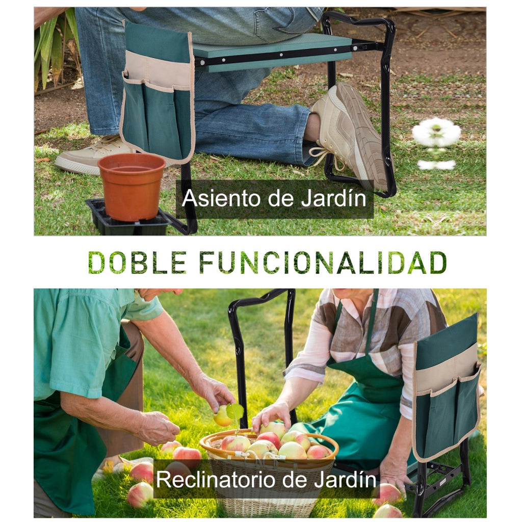 Sgabello da Giardino Pieghevole con Cuscino ¨C zephmum ¨C Verde Nero