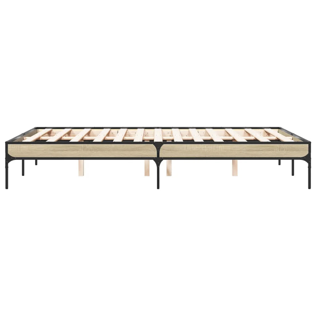Letto matrimoniale | Letto per adulti | Giroletto Rovere Sonoma 120x200 cm in Legno Multistrato Metallo