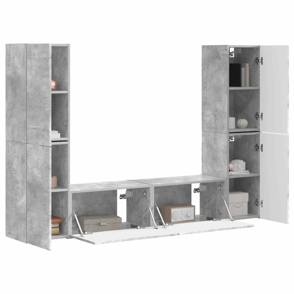 Set mobile TV 6 pcs Grigio cemento Legno multistrato 3409108