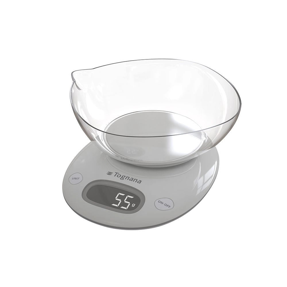 Bilancia da Cucina Digitale con Piattino Iridea Grigio Perla 5 kg