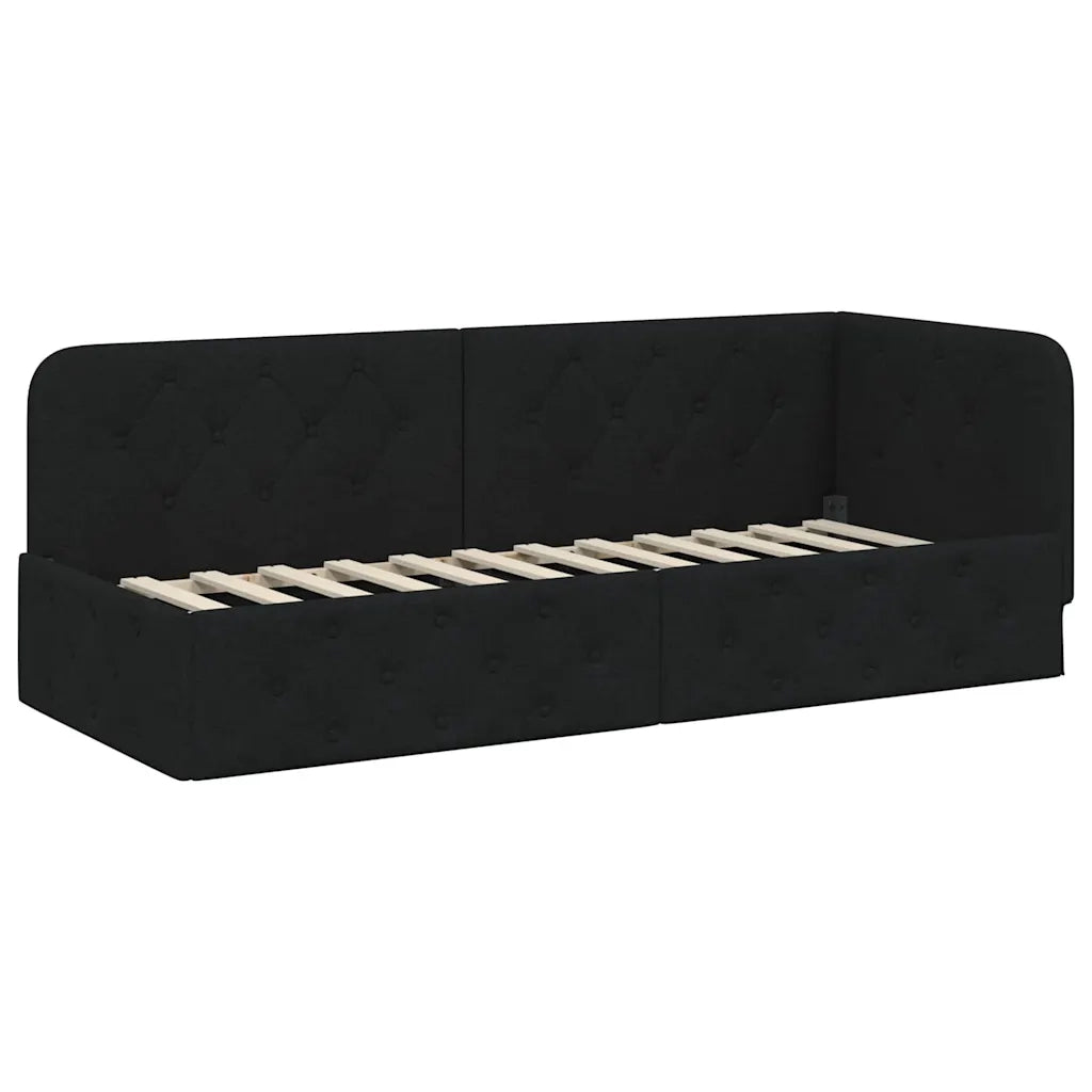 Cornice del letto ad angolo Nero 80 x 200 cm Tessuto