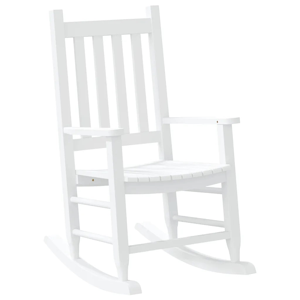 Sedia a Dondolo per Bambini Bianca in Legno Massello di Pioppo CFW7461389