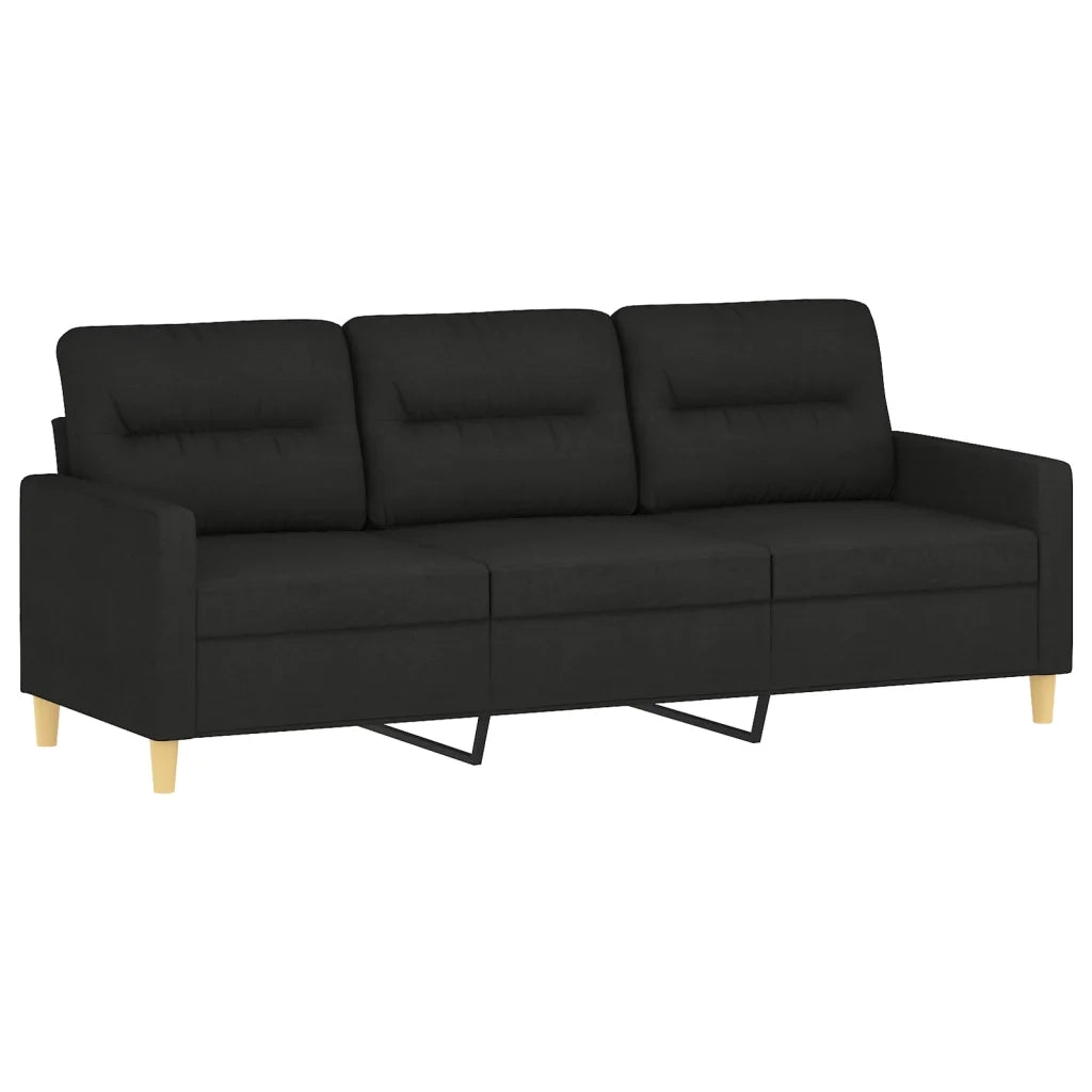 Set Divani 3 pz con Cuscini Nero in Tessuto 3201628