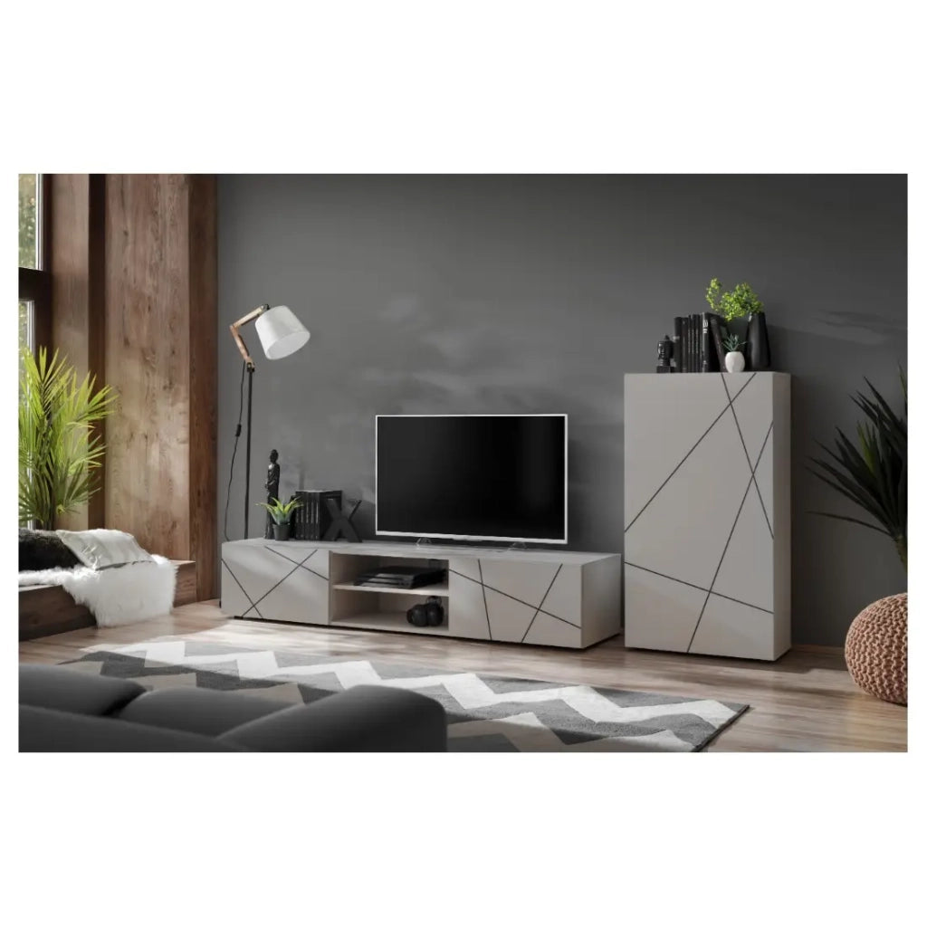 Composizione murale DASH – Mobile TV e modulo a parete – Finitura Cashmere