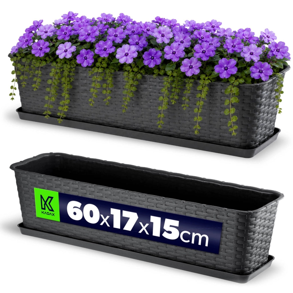 Vaso da fiori KADAX per balcone con supporto, 60 cm, antracite