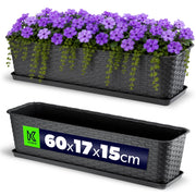 Vaso da fiori KADAX per balcone con supporto, 60 cm, antracite