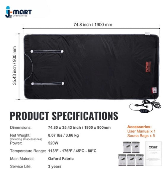 Dipinto Infrarosso per Sauna - Debito Infrarosso per Terapia - Rilassamento a Casa - Recupero Muscolare - 180 x 90cm - Fino a 80°C