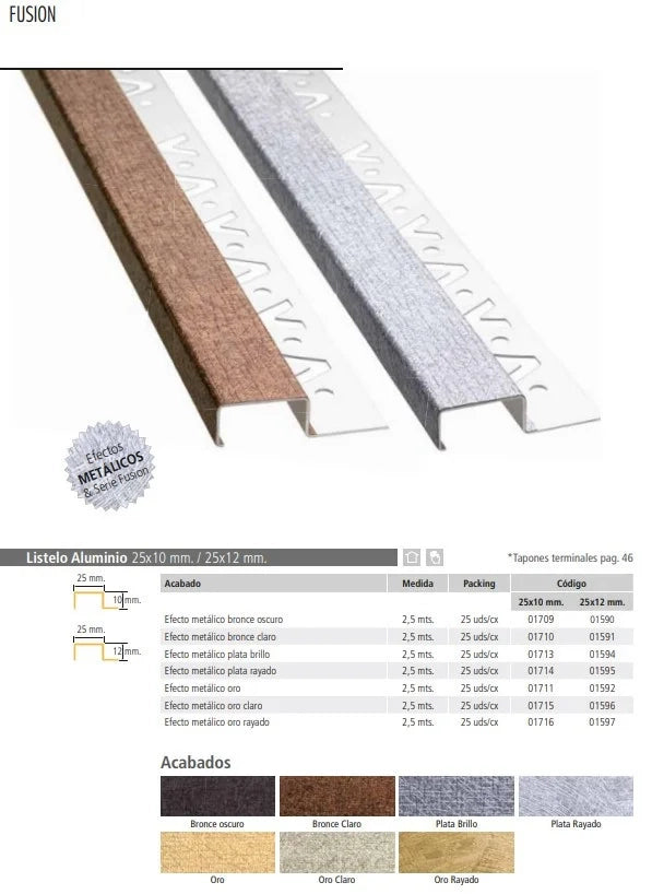 Listello fusion effetto metallic o 25x10 oro scratch