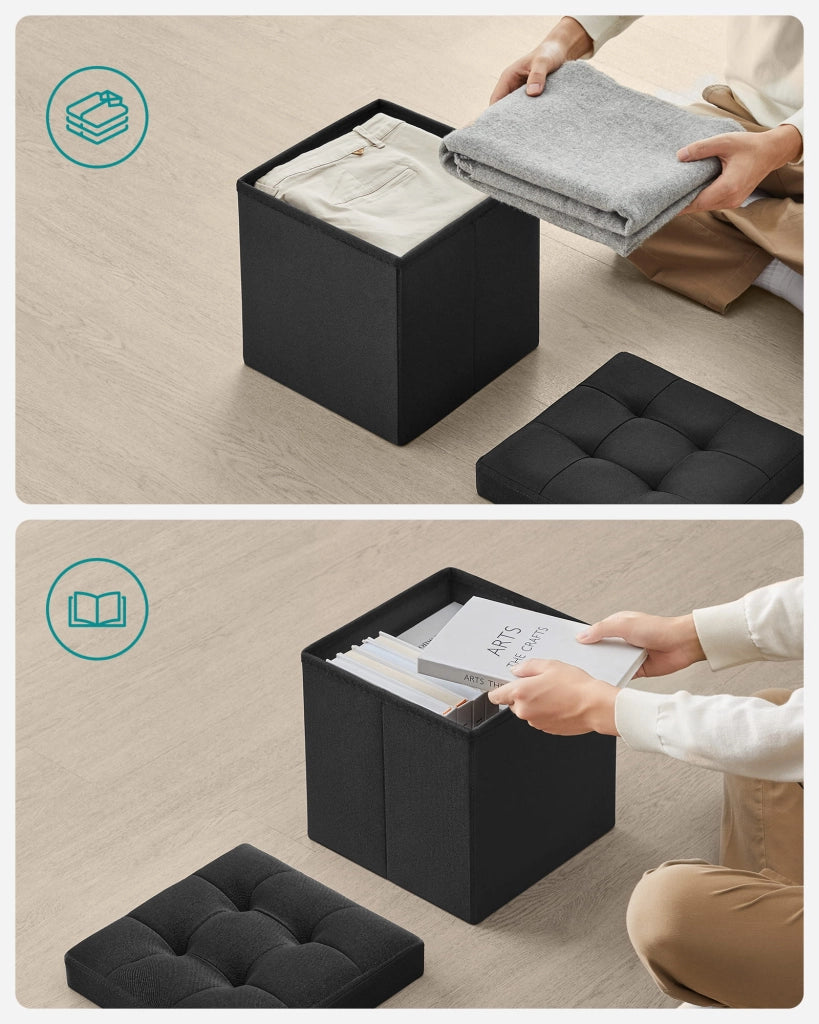 Valora PUFA - LSF028B01 Pouf Organizer Nero MDF Storage