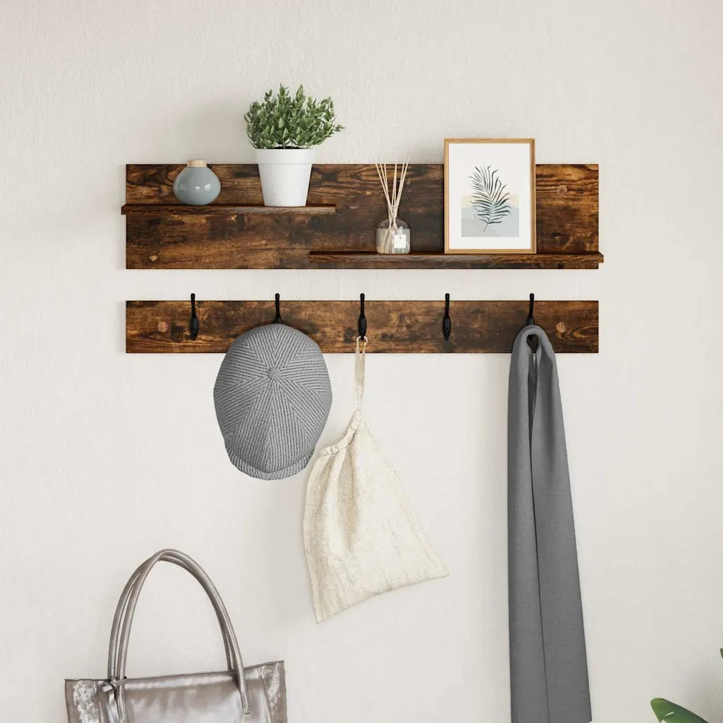 Appendiabiti a muro con lo scaffale Rovere fum¨¦ 90 x 15 x 36 cm CFW5265426