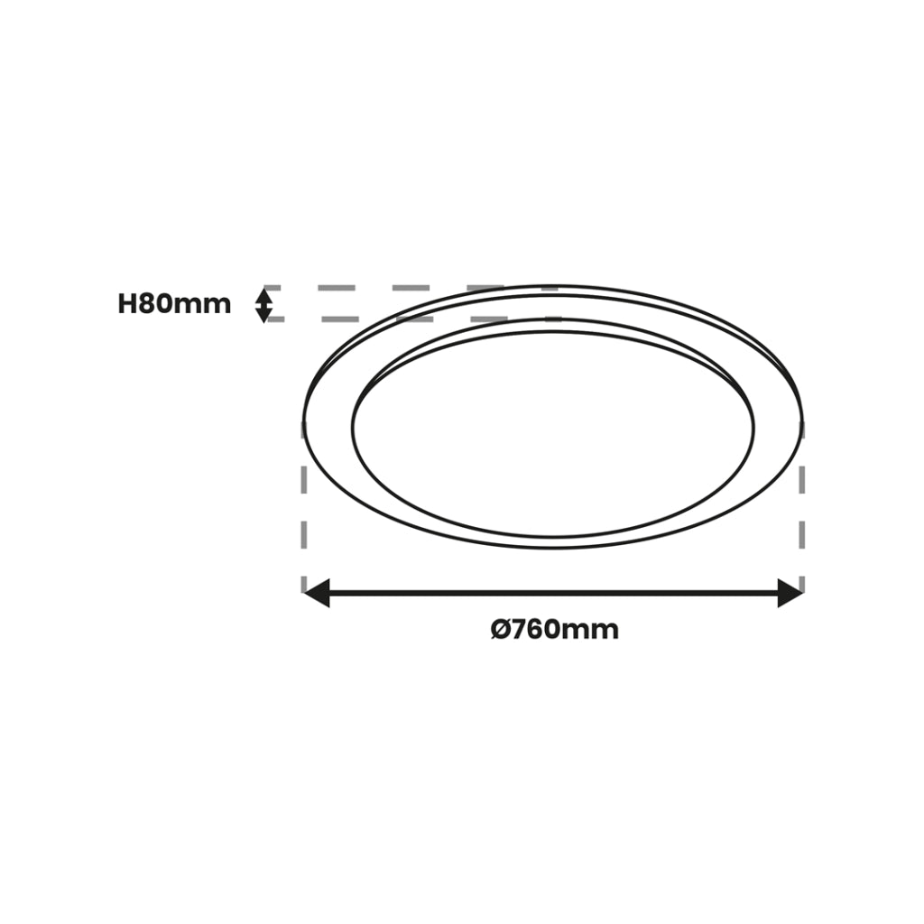 Plafoniera LED Ontario 80W 76cm CCT dimmer telecomando Milagro