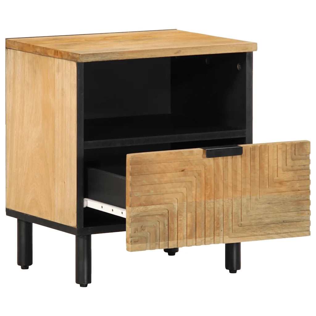 Comodino | Armadio da Notte | Mobiletto da notte Marrone 40x33x46 cm in Legno Massello di Mango