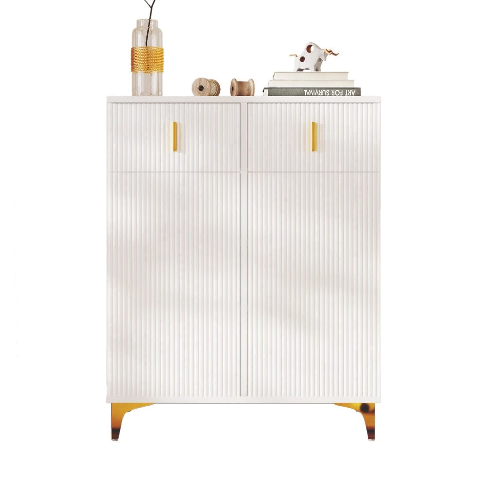 Sideboard Scarpiera con Cassetti e Ripiani Regolabili ¨C MINIMAL ¨C Bianco/Oro