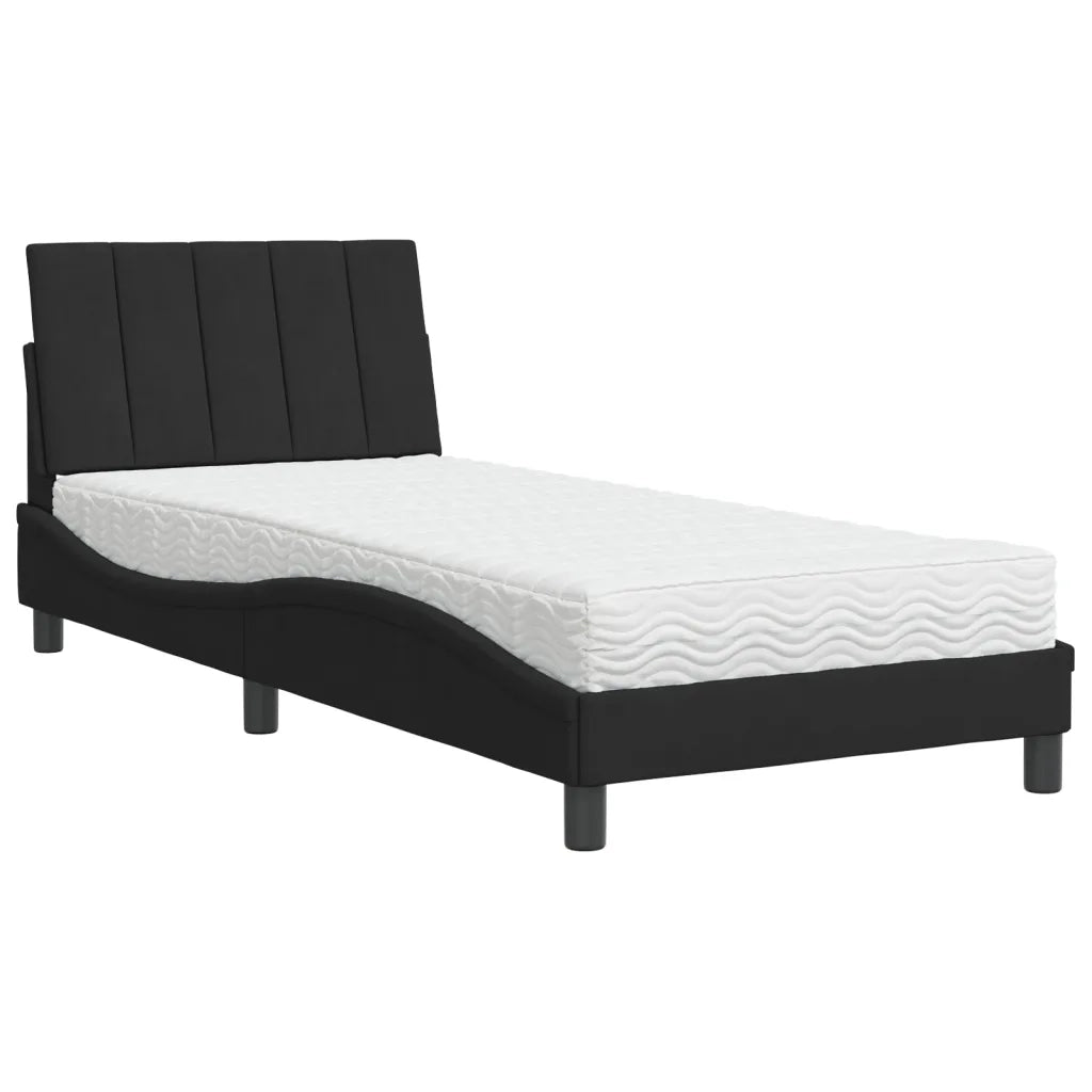Letto con Materasso Hanko Nero 80x200 cm in Velluto 3208564