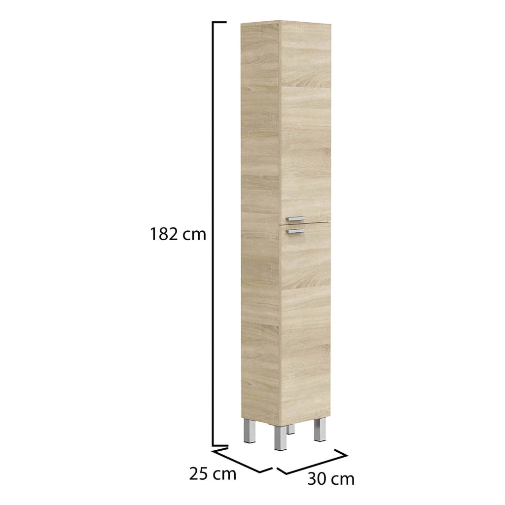 Nin, Mobile Colonna 3 Ripiani, 30x25x182h cm Marrone Rovere
