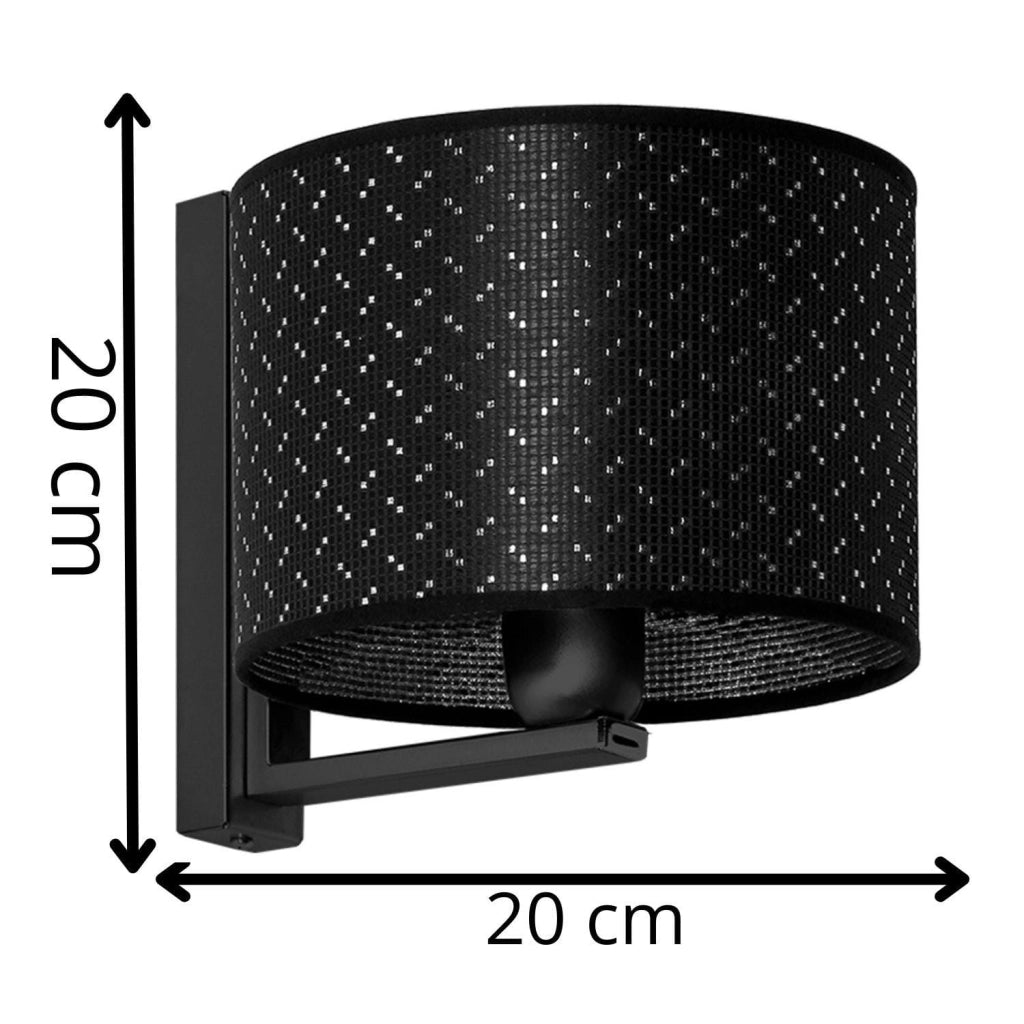 Applique Lampex Prias 1 luce tessuto nero/argento E27