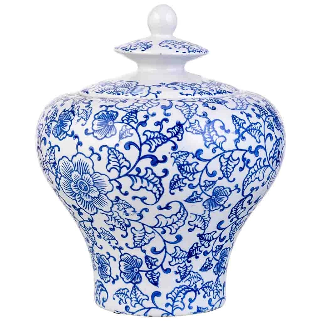 Vaso in ceramica bianca e blu, D23x28h cm