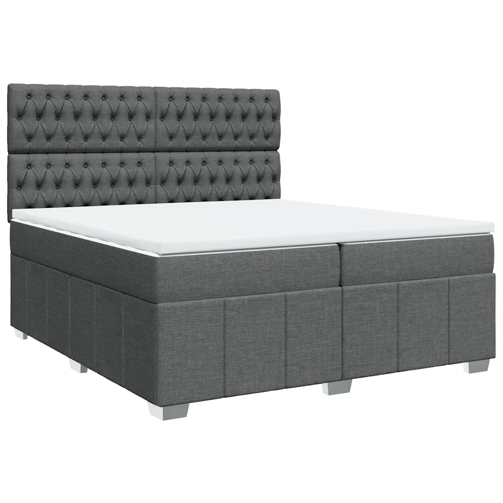 Giroletto a Molle con Materasso Grigio Scuro 200x200 cm Tessuto 3294083