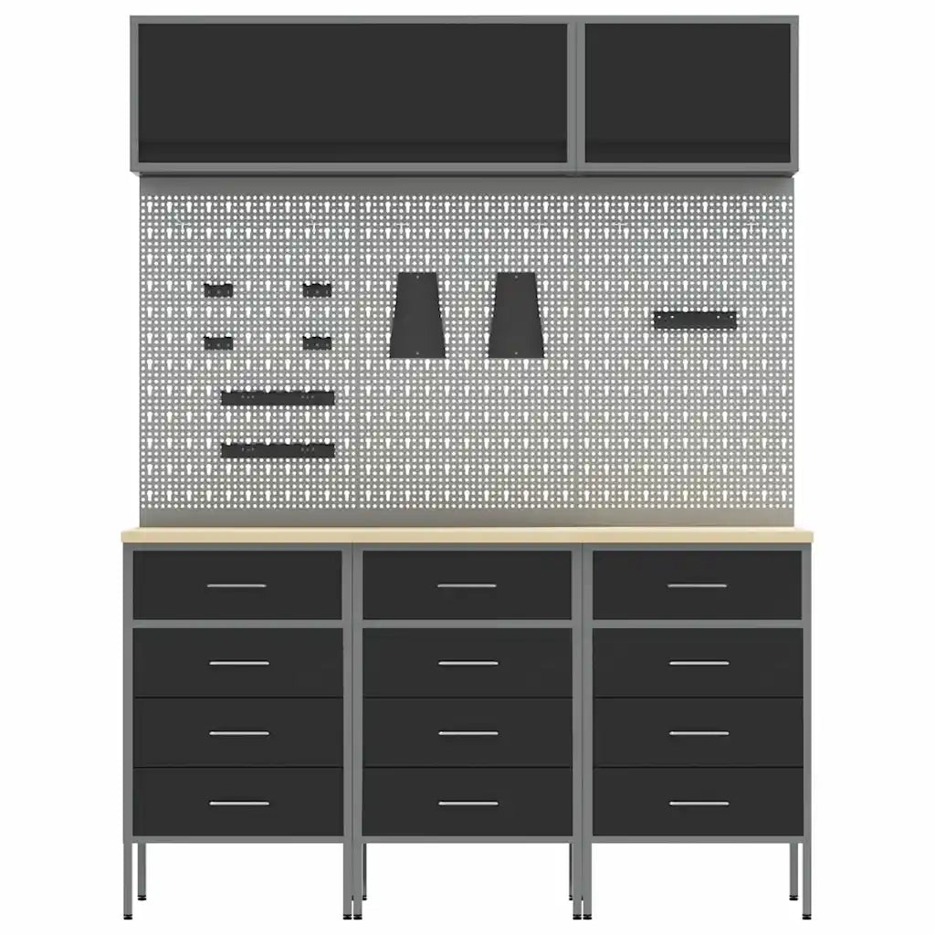 Set di mobili da lavoro con cassetto 8 pcs Nero 3321438
