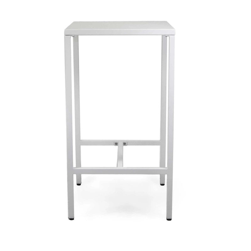 Tavolo Bar Alluminio Alma Con Poggiapiedi Bianco Quadro Cm 60x60h110