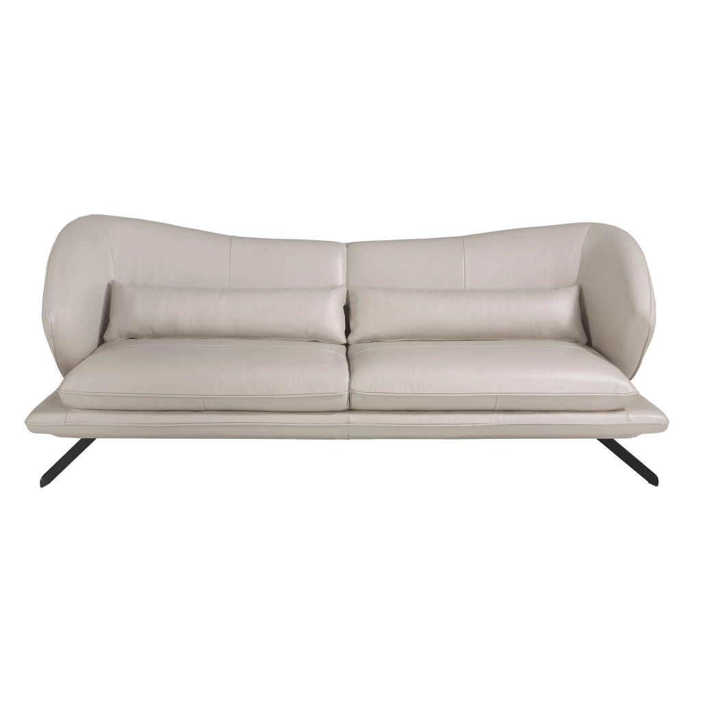 Divano a 3 posti in pelle grigio taupe