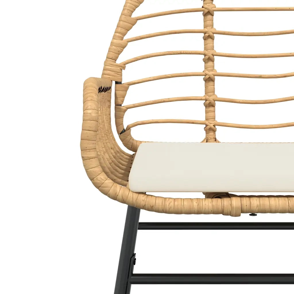 Set da Pranzo da Giardino 3pz con Cuscini Polyrattan Vetro 3334555