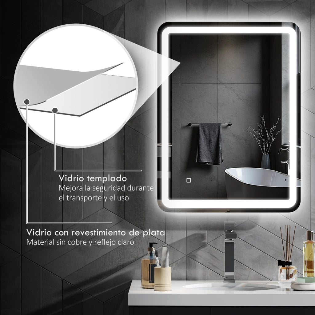 Specchio da Bagno LED Antivaho 60x80 cm ¨C Minimal ¨C Bianco
