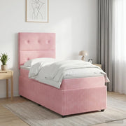 Letto box spring con materasso Rosa 90 x 200 cm Velluto 3454534