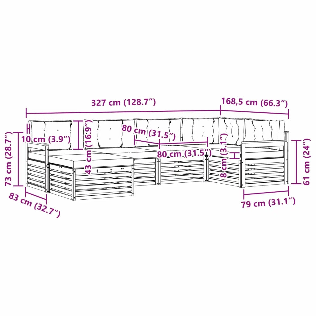 Set di divani da esterno 6 pz Bianco e Antracite Poliestere 3390752