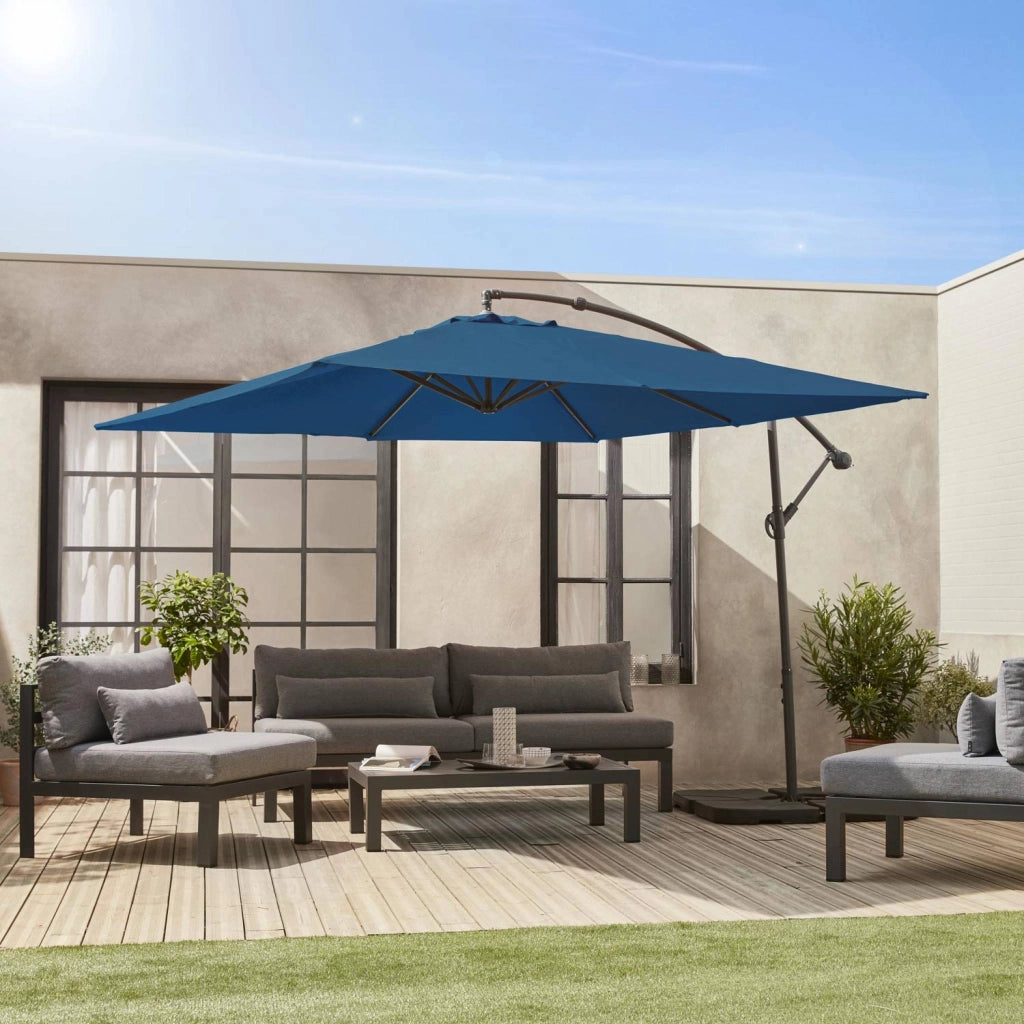 Ombrellone quadrato eccentrico, 3x3m, blu