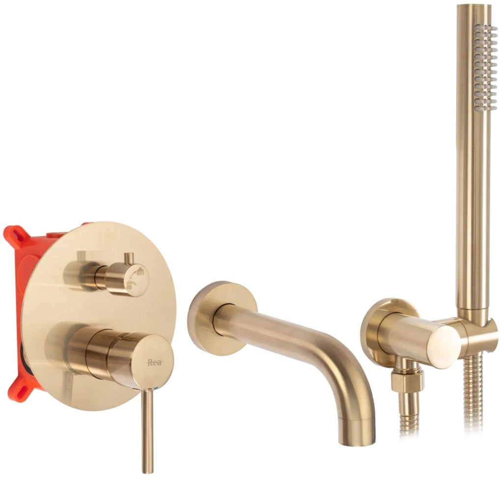Rubinetto Da Vasca Rea Lungo Gold Brush + Box