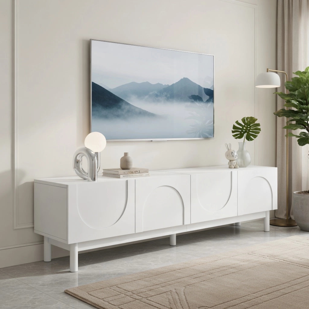 Lowboard bianco in MDF e truciolare lungo 169 cm