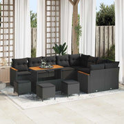 Set Divano da Giardino 13 pcs Nero polyrattan