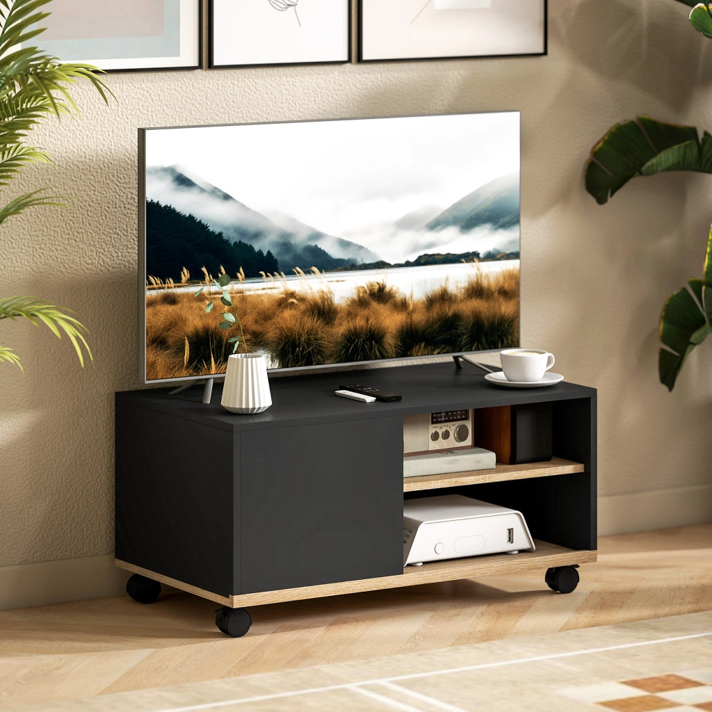 Mobile TV con Ruote ¨C Xylo ¨C Nero 80x45x41cm
