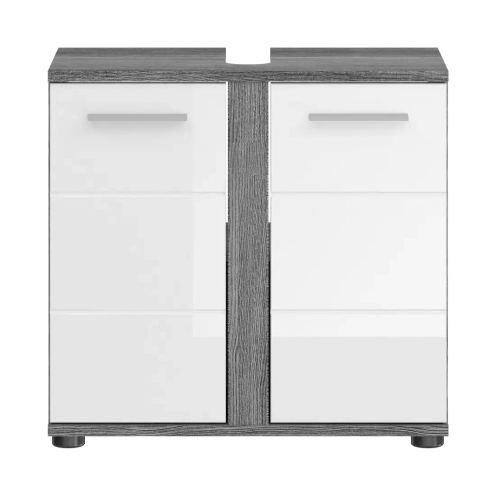 Set di mobili da bagno WILLIAM – Grigio scuro e bianco – 114x191x34 cm