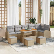 Set Divano da Giardino con cuscino 10 pcs Beige polyrattan 3362422