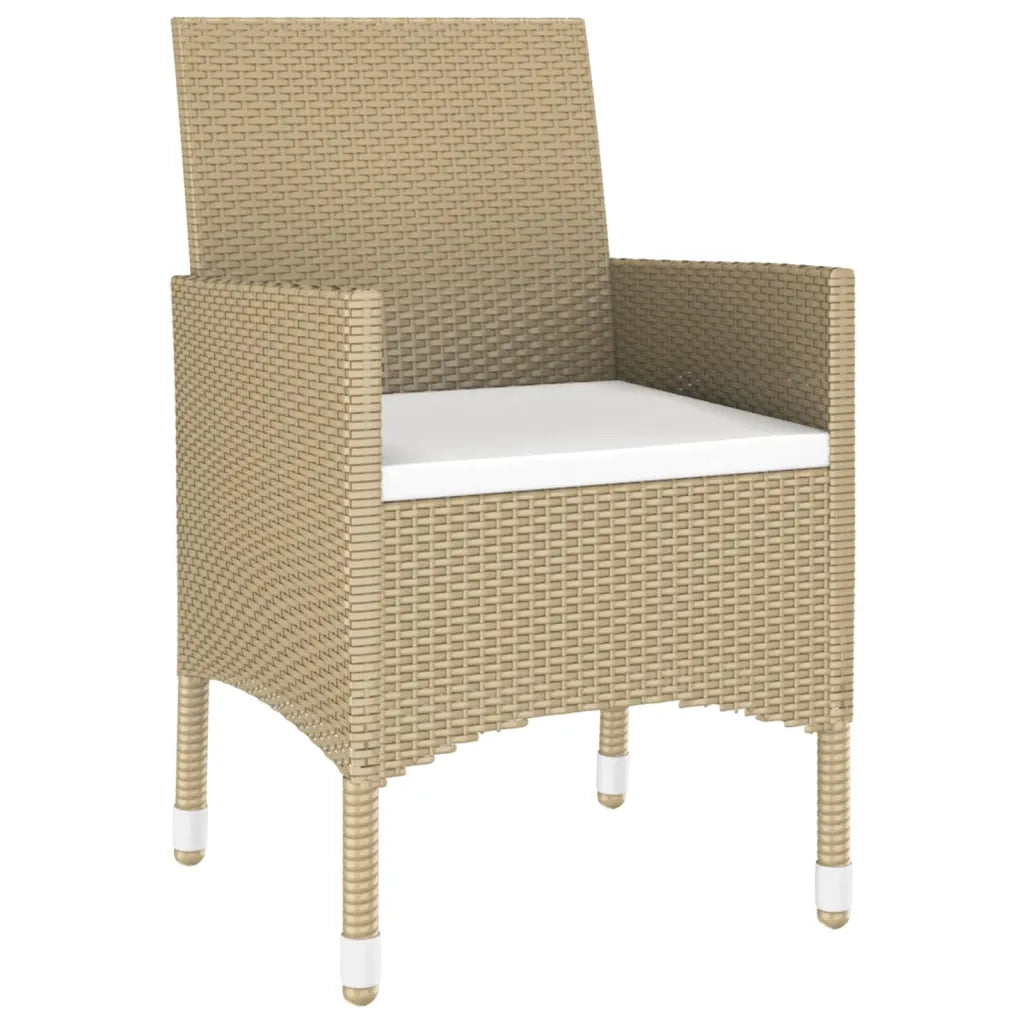 Set da Pranzo Giardino 5 pz Polyrattan e Vetro Temperato Beige 3058420